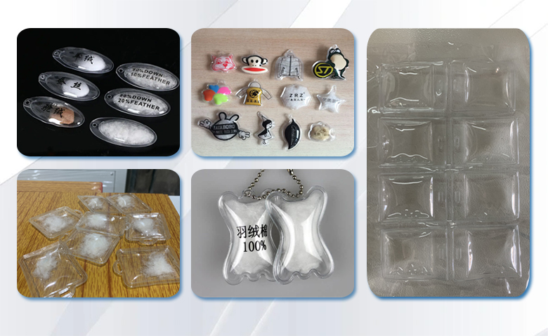 揭陽雙頭腳踏式高周波機(jī)壓出的羽絨服標(biāo)成品圖